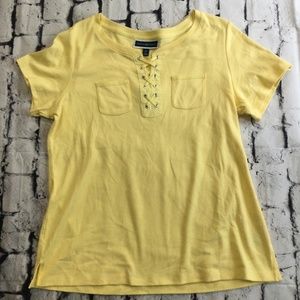 Karen Scott Lace Up Short Sleeve Shirt